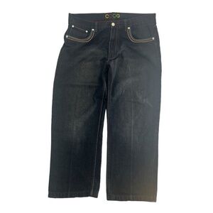 Vintage Y2K Coogi Jeans Mens 38x34 Black Embroidered‎ Baggy Loose 2000s Egyptian